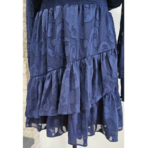 Lilly Pulitzer Dress Christiana Long Sleeve Ruffle Poly Crepe Swirl Sz 8 NEW NWT - Picture 4 of 12